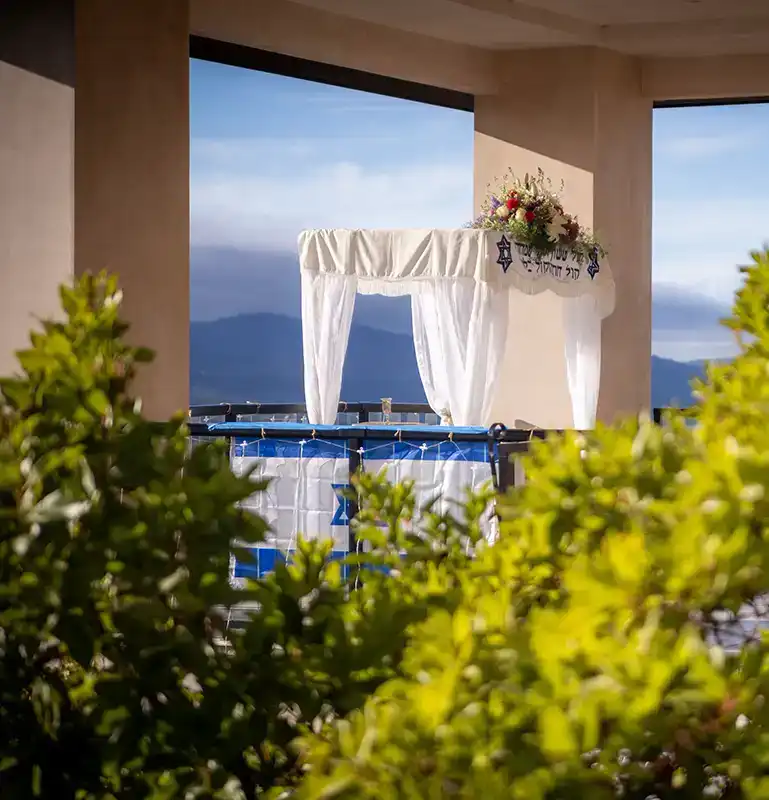 Terrace with hillside views