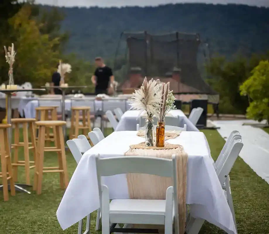 Reception tables on the lawn